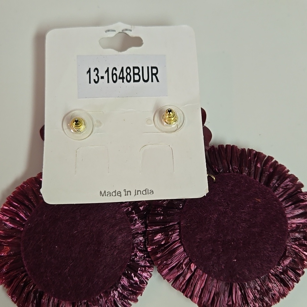 Viola Elegant Floral Earrings in Deep Purple - Picture 2 of 2
